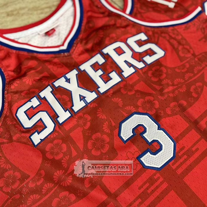 Camiseta Philadelphia 76ers Allen Iverson NO 3 Mitchell & Ness 2002-03 Rojo